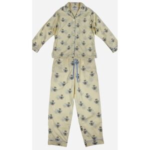 The Cat's Pajamas Queen Bee Flannel Pajama Set LARGE Yellow‎ Cozy Warm